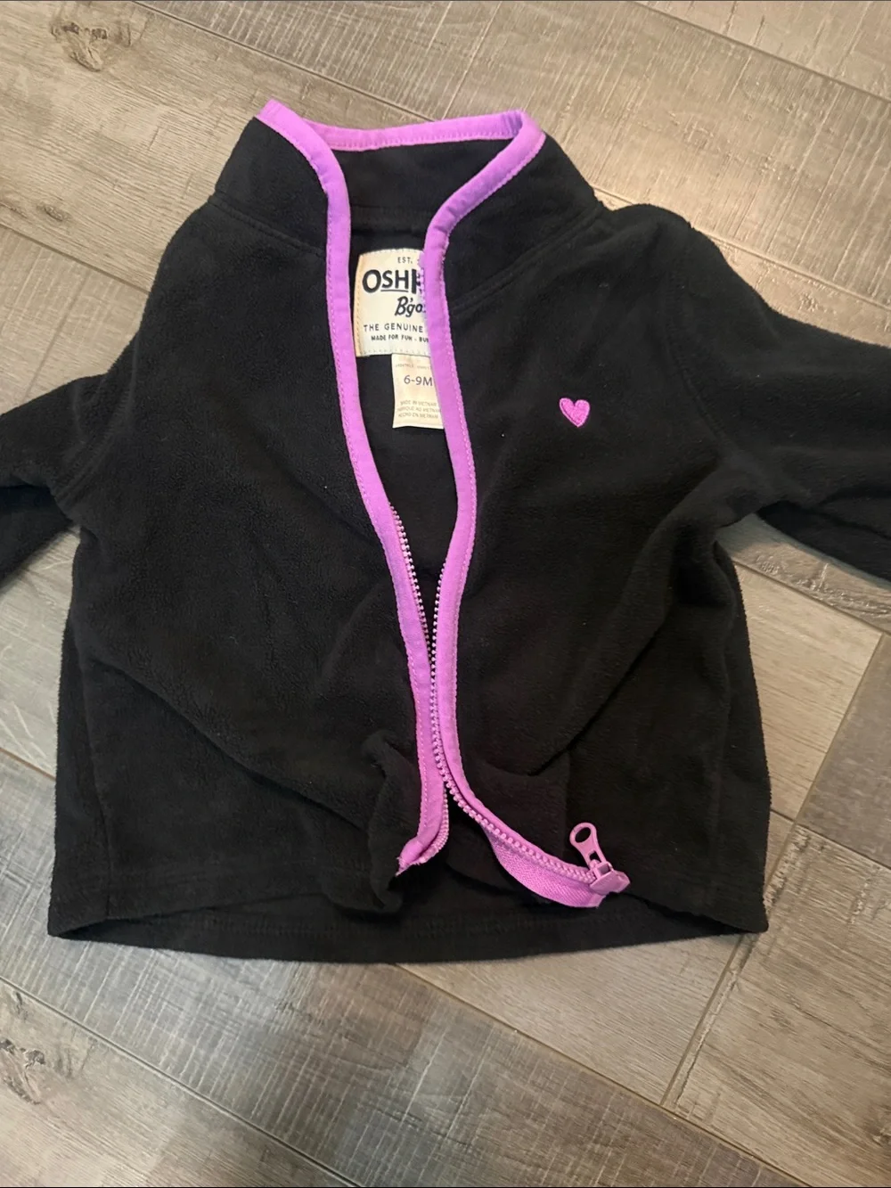 OshKosh B'gosh Grey Hoodie and Black Zip Jacket with Pink Trim